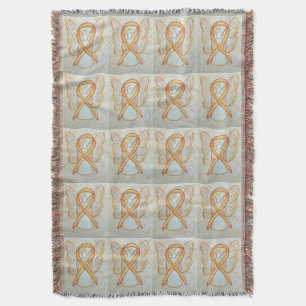 Endometrial Cancer Awareness Ribbon Throw Blankets Decke
