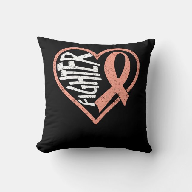 Endometrial Cancer Fighter Peach Uterine Cancer Aw Kissen (Vorderseite)