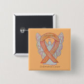 Endometrialer Krebs Peach Awareness Ribbon Buttone Button (Vorne & Hinten)