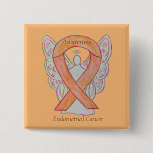 Endometrialer Krebs Peach Awareness Ribbon Buttone Button