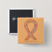 Endometrialer Krebs Peach Awareness Ribbon Buttone Button (Vorne & Hinten)
