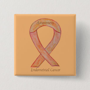 Endometrialer Krebs Peach Awareness Ribbon Buttone Button
