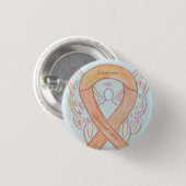 Endometrialer Krebs Peach Awareness Ribbon Buttone Button (Vorne & Hinten)
