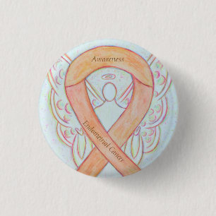 Endometrialer Krebs Peach Awareness Ribbon Buttone Button