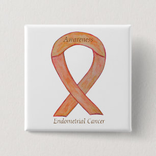 Endometrialer Krebs Peach Awareness Ribbon Buttone Button