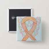 Endometrialer Krebs Peach Awareness Ribbon Buttone Button (Vorne & Hinten)