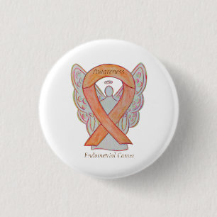 Endometrialer Krebs Peach Awareness Ribbon Buttone Button