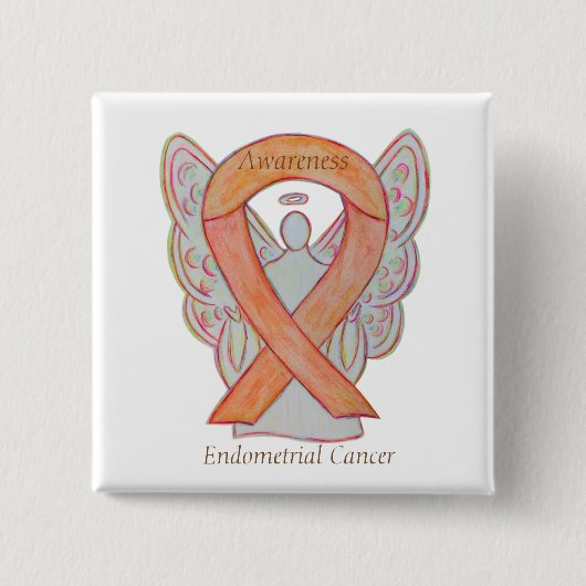 Endometrialer Krebs Peach Awareness Ribbon Buttone Button (Vorderseite)