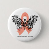 Endometrialer Krebs Stamm Butterfly Ribbon Button (Vorderseite)
