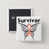 Endometrialer Krebs Überlebender Stammestubenschme Button (Vorne & Hinten)