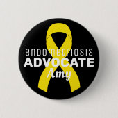 Endometriose Advocate Ribbon Black Button (Vorderseite)