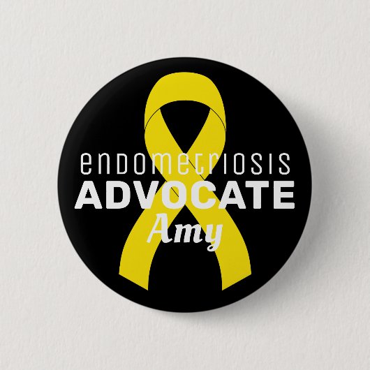 Endometriose Advocate Ribbon Black Button (Vorderseite)
