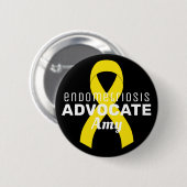 Endometriose Advocate Ribbon Black Button (Vorne & Hinten)