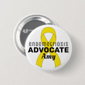 Endometriose Advocatus Ribbon White Button (Vorne & Hinten)