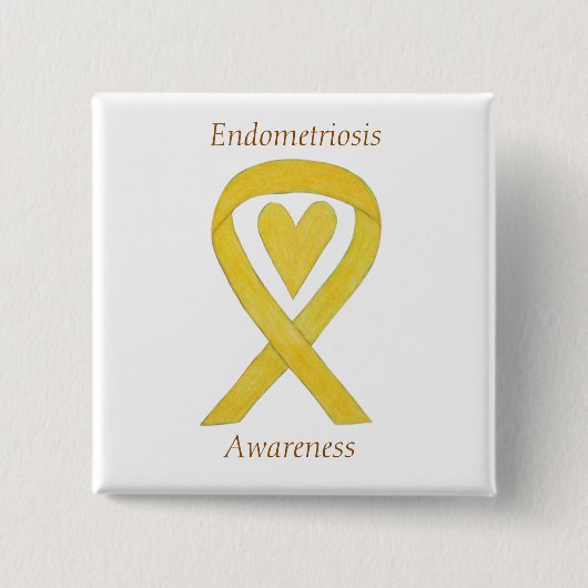 Endometriose Awareness Heart Ribbon Custom Button (Vorderseite)