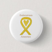 Endometriose Awareness Heart Ribbon Custom Button (Vorderseite)