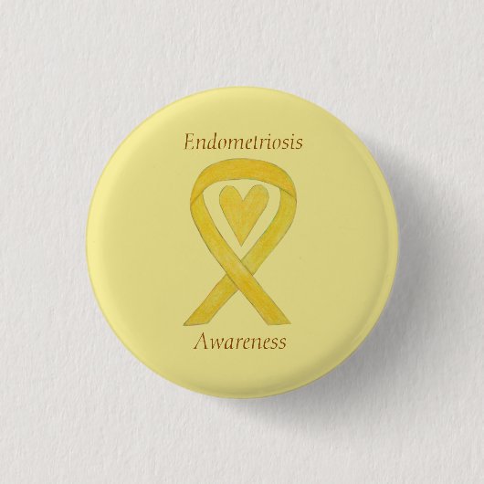 Endometriose Awareness Heart Ribbon Custom Button (Vorderseite)