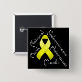 Endometriose Awareness Montag Square Dark Button (Vorne & Hinten)