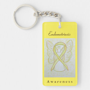 Endometriose Awareness Ribbon Angel Schlüsselkett Schlüsselanhänger