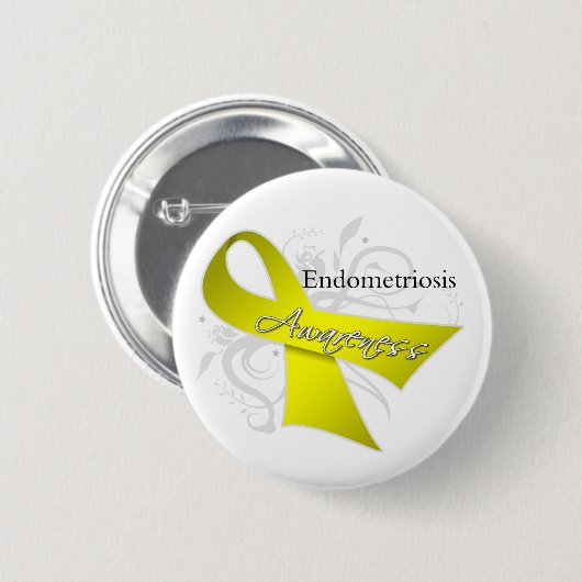 Endometriose Awareness Ribbon Button (Vorne & Hinten)
