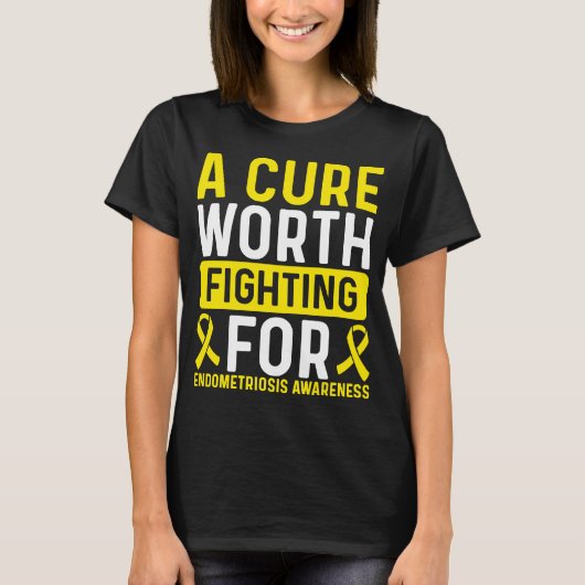 Endometriose Awareness Ribbon Cure Survivor T-Shirt (Vorderseite)