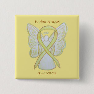 Endometriose Awareness Ribbon Custom Angel Button