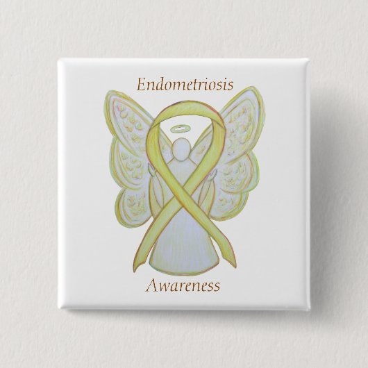 Endometriose Awareness Ribbon Custom Angel Button (Vorderseite)
