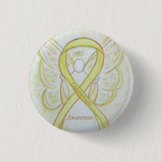 Endometriose Awareness Ribbon Custom Angel Button (Vorderseite)