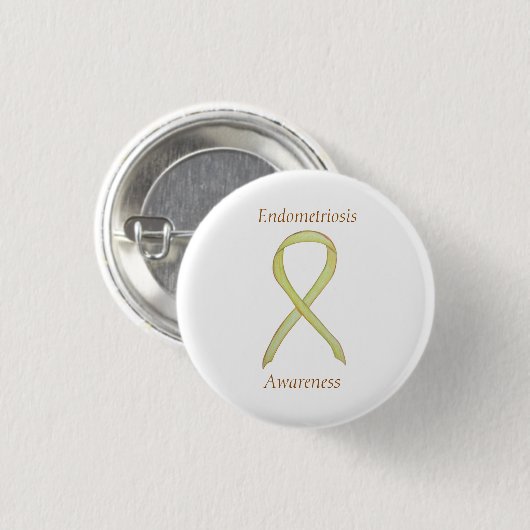 Endometriose Awareness Ribbon Custom Button (Vorne & Hinten)