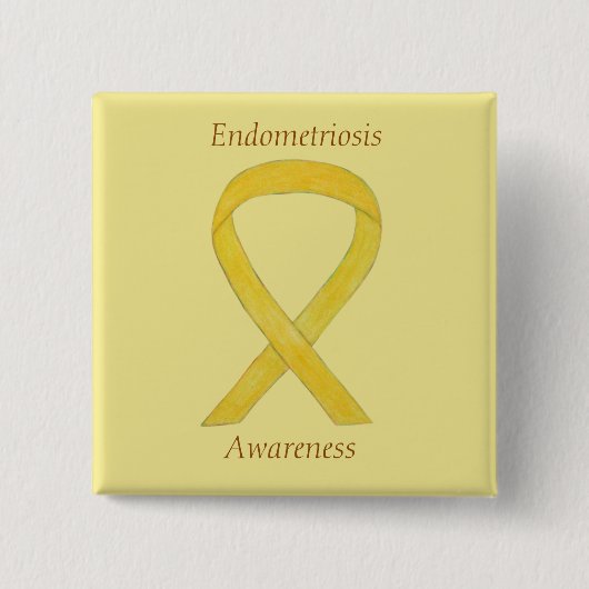 Endometriose Awareness Ribbon Custom Button (Vorderseite)
