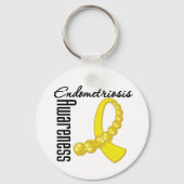 Endometriose-Bewusstsein Gemstone Ribbon Schlüsselanhänger (Vorderseite)