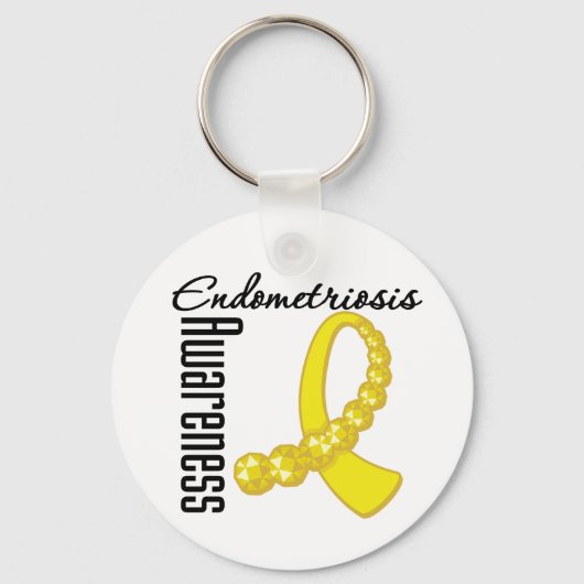 Endometriose-Bewusstsein Gemstone Ribbon Schlüsselanhänger (Vorderseite)
