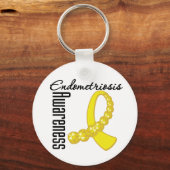 Endometriose-Bewusstsein Gemstone Ribbon Schlüsselanhänger (Vorderseite)