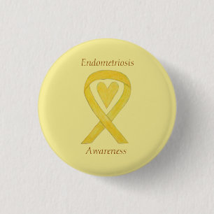 Endometriose Bewusstsein Herz Ribbon Custom Button