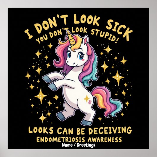 Endometriose-Bewusstsein Starker Einhorn-Krieger Poster (Vorne)