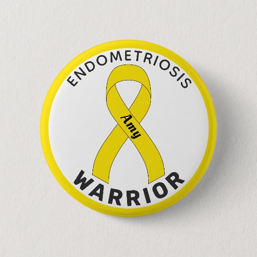 Endometriose Warrior Ribbon weiße Taste Button (Vorderseite)