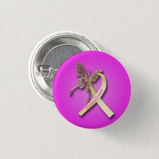 Endometriosis-Band mit Goldschmetterling Button (Vorne & Hinten)