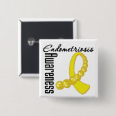 Endometriosis-Bewusstseins-Edelstein-Band Button (Vorne & Hinten)