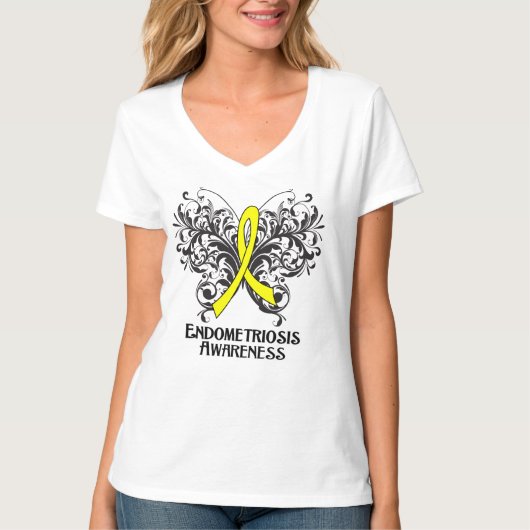Endometriosis-Bewusstseins-Schmetterling T-Shirt (Vorderseite)