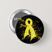 Endometriosis Floral Swirls Ribbon Button (Vorne & Hinten)