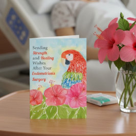 Endometriosis Healing Scarlet Macaws, Hibiscus Karte