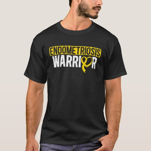 Endometriosis Warrior Yellow Ribbon Endo Awareness T-Shirt (Vorderseite)
