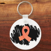 Endometriumkarzinom Pfirsichband mit Skript Schlüsselanhänger (Vorderseite)
