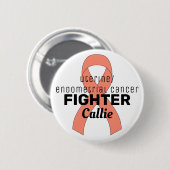 Endometriumkarzinom-Ribbon-weißer Knopf Button (Vorne & Hinten)