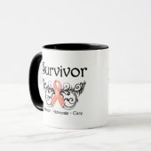 Endometriumkrebs Survivor Floral Deko Tasse (Vorderseite Links)