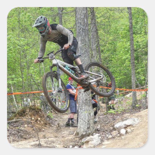 Enduro Mountain Bike Race Quadratischer Aufkleber (Vorderseite)