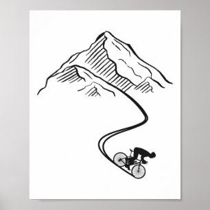 Enduro-Mountainbike-Fahren bergab Minimalis Poster