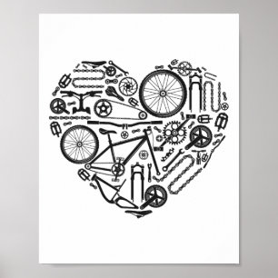 Enduro Mtb Mountainbike Fahren Bergab Herz Fahrrad Poster