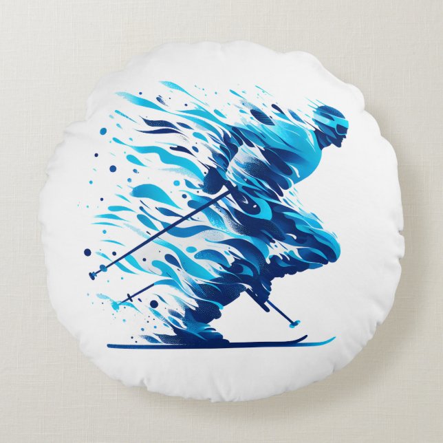 Energetic Blue für Sportfans Rundes Kissen (Vorderseite)