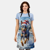 Energetic Blue Heeler Dog Winter Creek Christmas Schürze (Getragen)